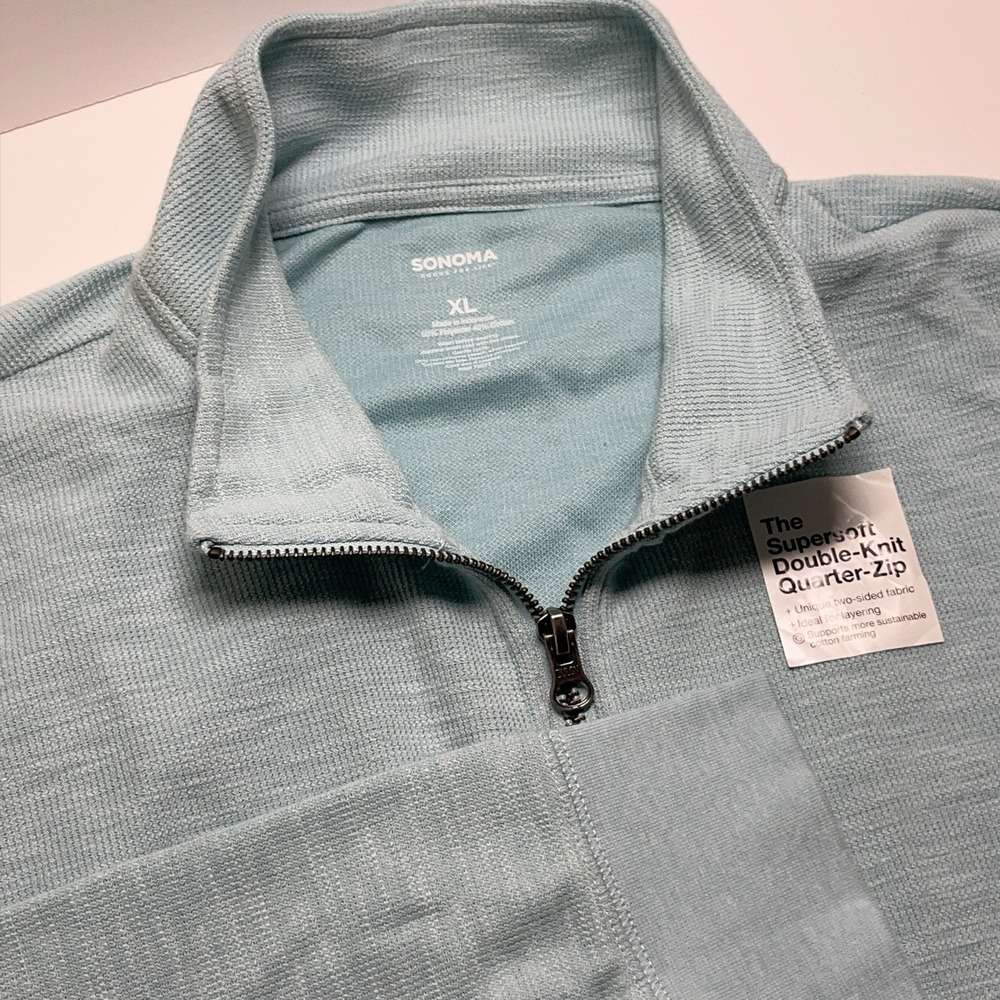 Sonoma Womens Pullover‎ XL Supersoft Quarter Zip Long Sleeve Green New Comfy